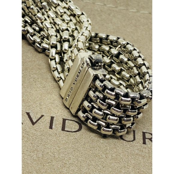 David Yurman 4 Strand 0.53ct Diamond " X " Sterling Silver Link Chain Bracelet - Picture 5 of 10